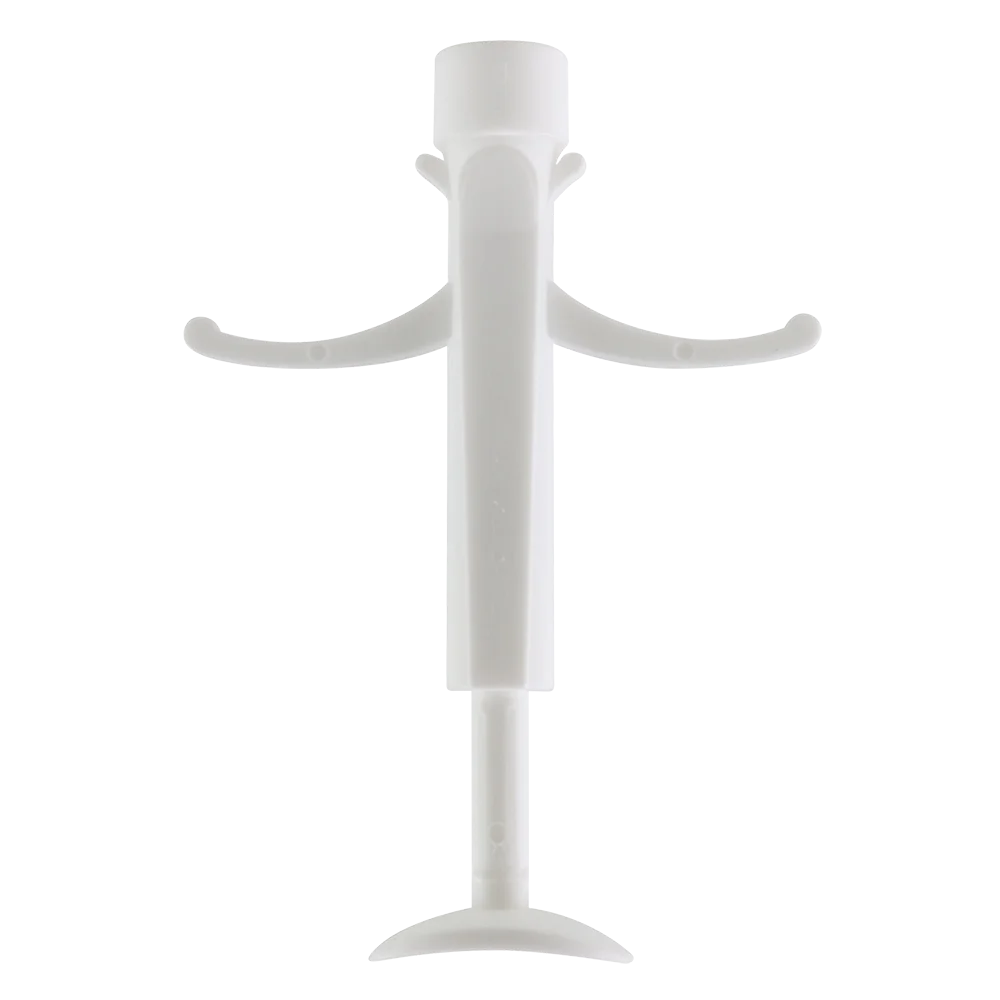 Plastic Implanter with push rod. Fits 12 gauge needles. Twisted thread connection, implanter adaptable to both the twist and luer-loc hub.