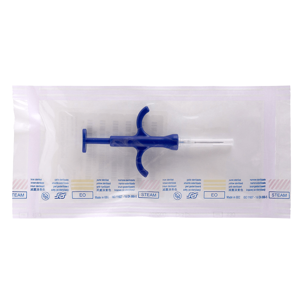 Preloaded sterile tags & syringe with 7mm (HQ7) PIT Tag and 15 guage needle. Package is hermetically sealed with 6 barcodes in each package.